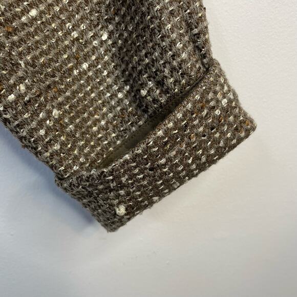 Carlisle Vintage 80s 90s Taupe Classic Tailored Tweed Wool Cropped Jacket 8 M - Picture 4 of 12